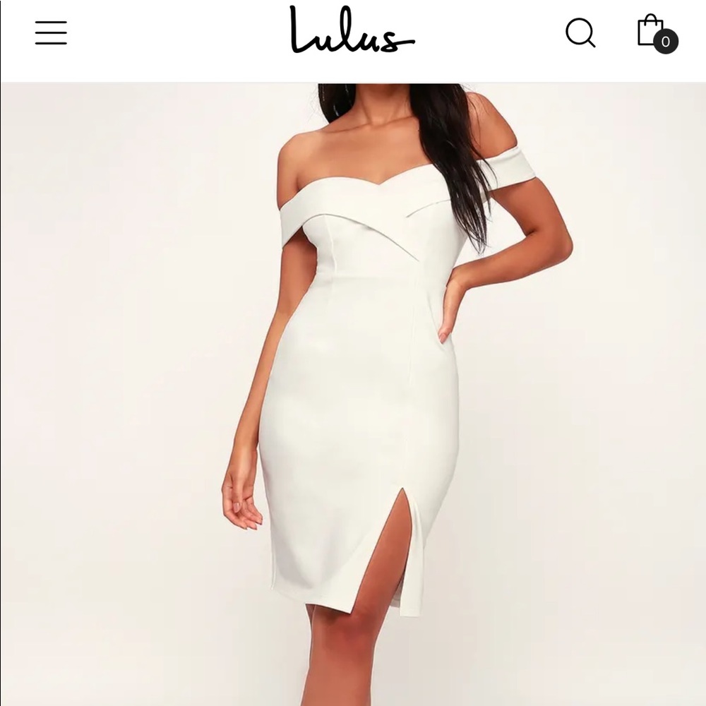 Classic Glam White Off-the-Shoulder Bodycon Dress